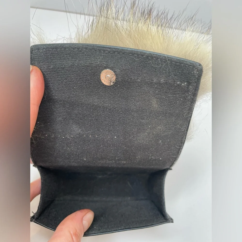 Fur Coyote Belt Purse Coin Purse Mini Wallet Leather Black Handmade USA